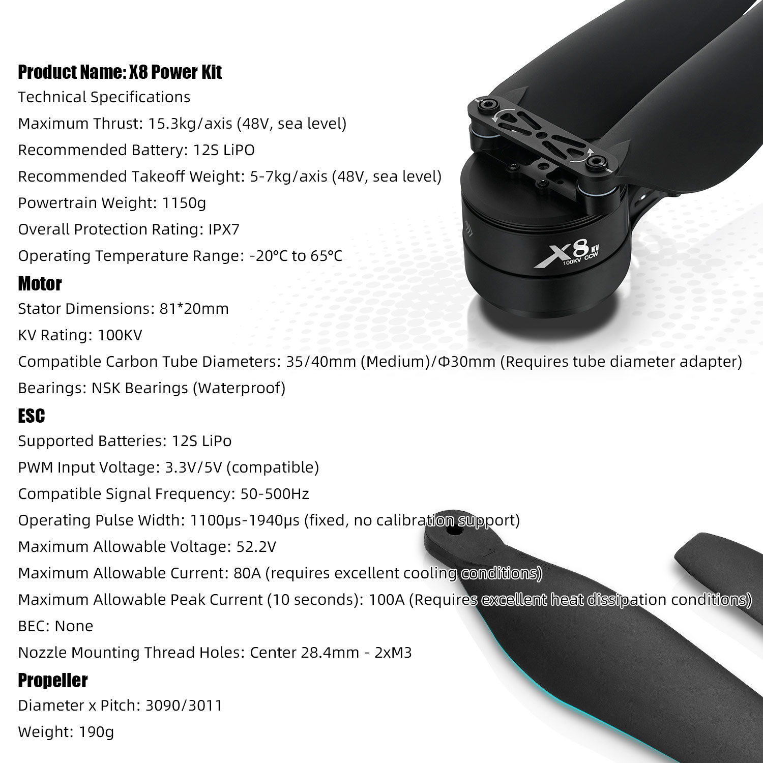 X8 Power System Kit: 100KV Mot - Drone Kit Heavy Lift avis et prix